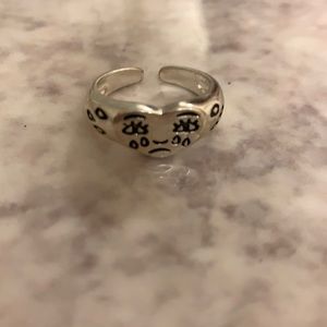 silver aesthetic crying heart ring